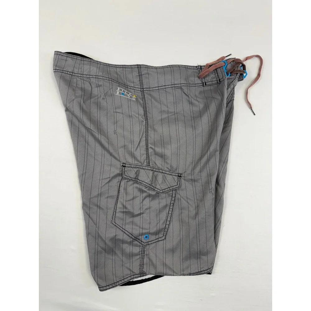 Billabong‎ Mens Grey Pinstripe Board Shorts Cargo Pocket Swim Trunks Size 38